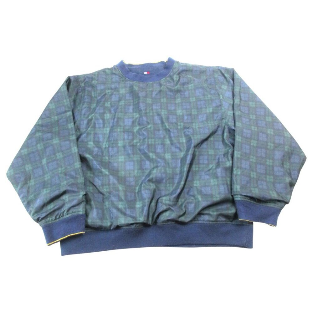 Tommy Hilfiger Golf Sweatshirt Mens Blue Green Plaid Sports Performance Pullover